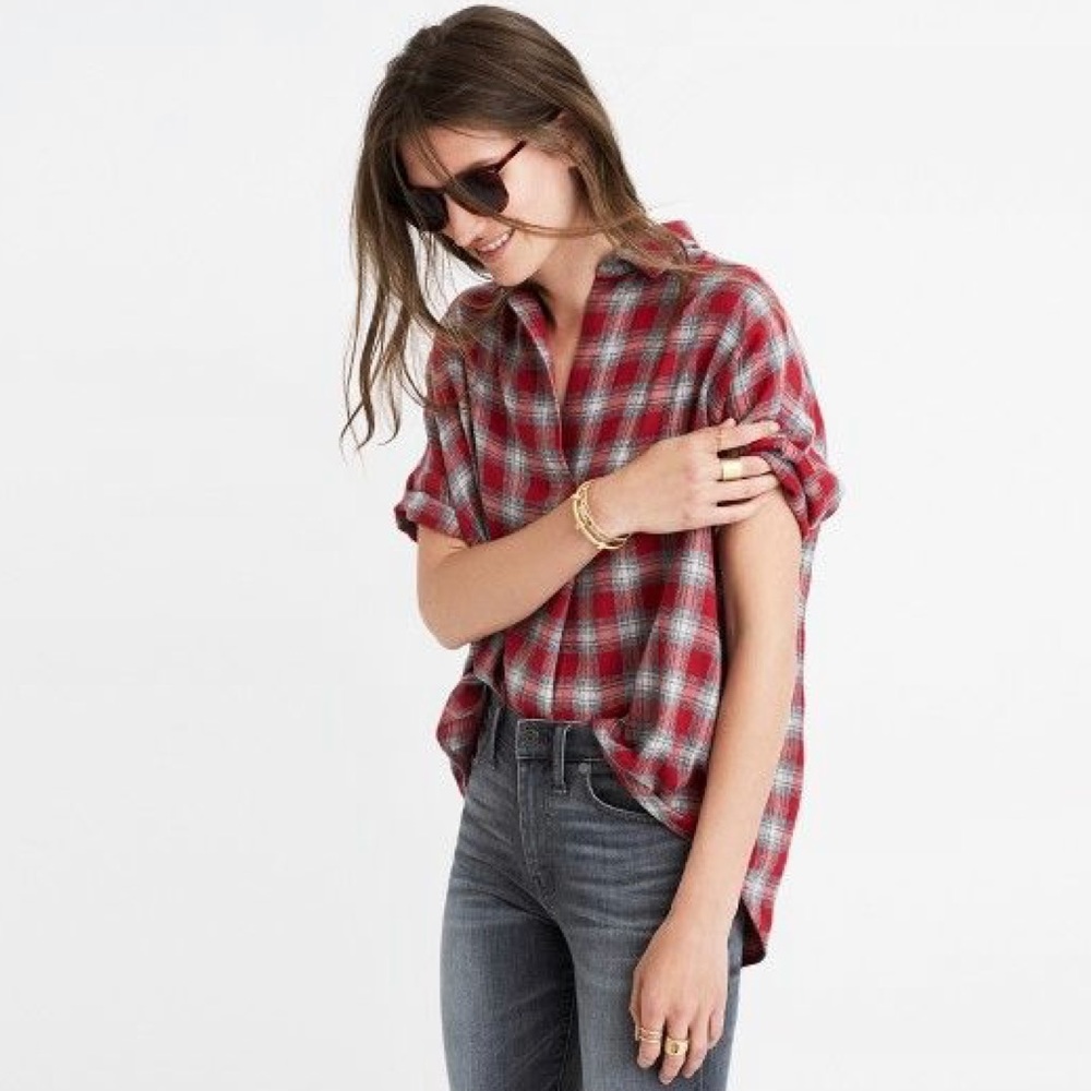 Madewell Flannel Back Button Shirt - Picture 1 of 7